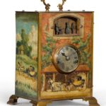 Lacquered Brass Automaton Clock