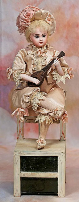 VICHY MUSICAL AUTOMATON “MANDOLIN PLAYER SEATED ON CHAIR BACK”